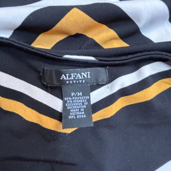 Alfani Petite Womens Point Hem Chevron Stripe Top Blouse Petite Medium PM Black - Picture 3 of 7